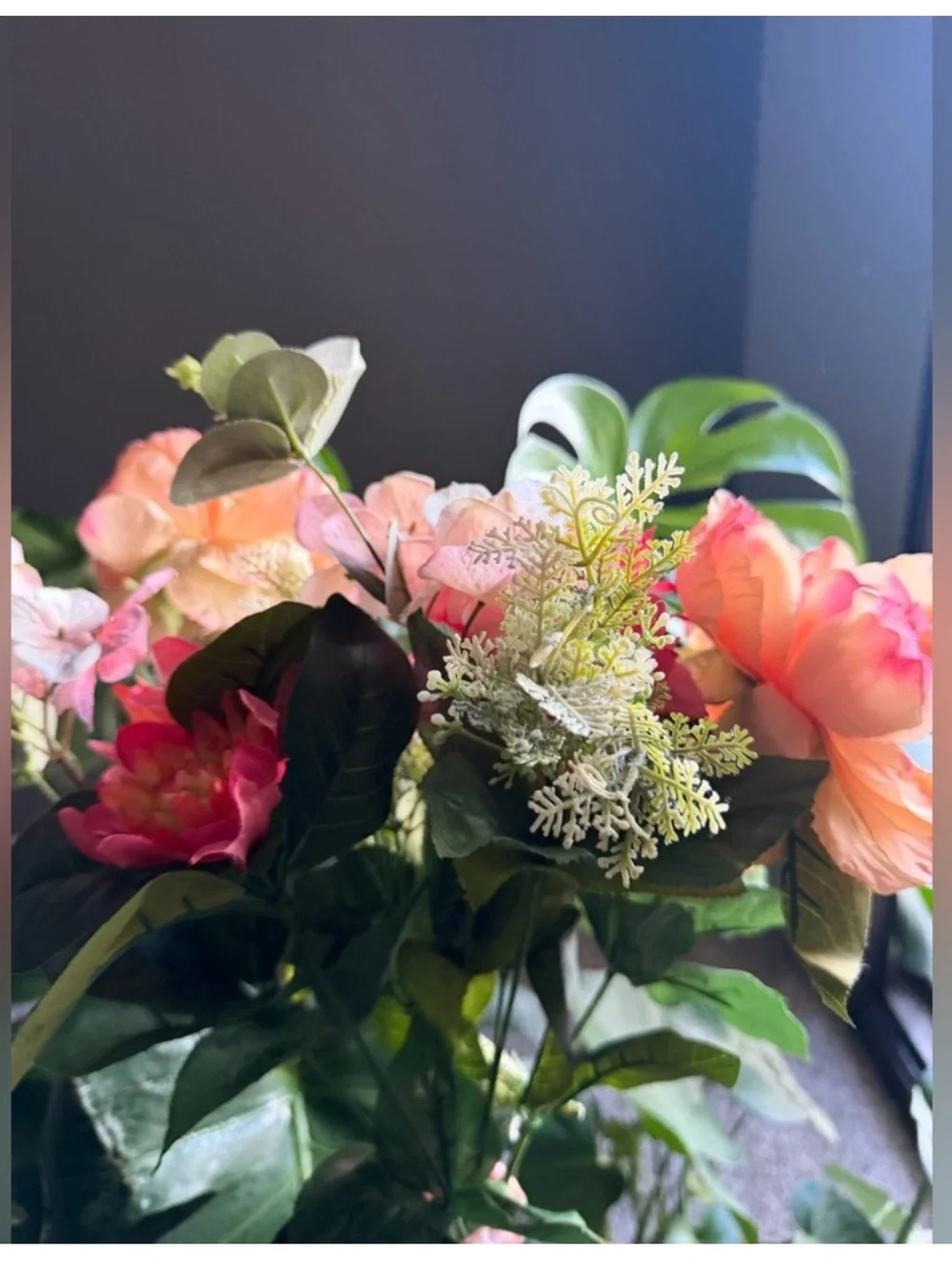 Pink and Peach Faux Peony Bouquet NWT